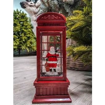 Рождественский фонарик Телефонная будка с Сантой