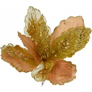 Цветок искусственный на клипсе 28х28 см золотой