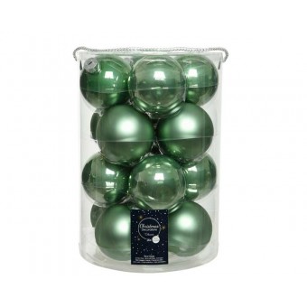 Набор шаров 8 см (16 шт) стекло зеленый