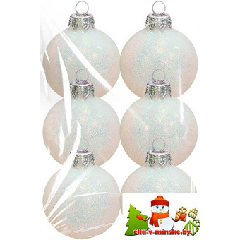 Набор пластиковых шаров Искристый 6,5 см 6шт белый