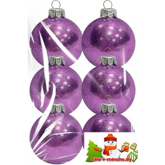 Набор пластиковых шаров Искристый 6,5 см 6шт лиловый