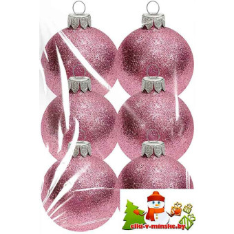 Набор пластиковых шаров Искристый 6,5 см 6шт розовый