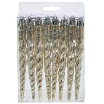 Набор из 8 шт Украшение новогоднее Сосулька H15 см