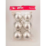 Набор новогодних шаров, 6см, 6шт, серебро