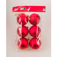 Набор новогодних шаров, 6см, 6шт, красный