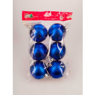 Набор новогодних шаров, 6см, 6шт, синий