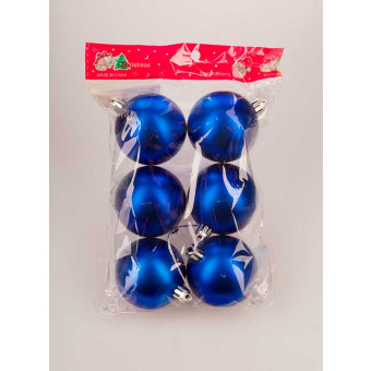 Набор новогодних шаров 8 см 6шт синий