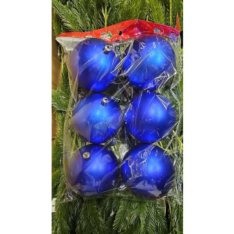 Набор новогодних шаров 8 см 6шт синий