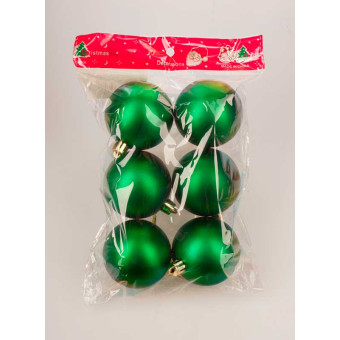 Набор новогодних шаров 8 см 6шт зеленый