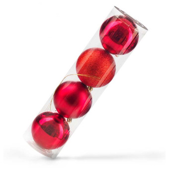 Набор новогодних шаров 10 см 4шт красный