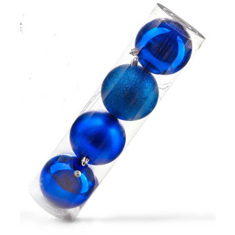 Набор новогодних шаров 10 см 4шт синий