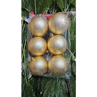 Набор новогодних шаров матовых 10 см 6шт золото