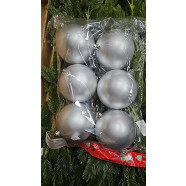 Набор новогодних шаров матовых 10 см 6шт серебро