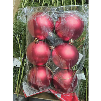 Набор новогодних шаров матовых 10 см 6 шт красный