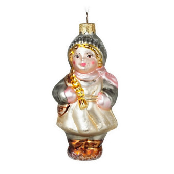 Елочная игрушка стеклянная декорированная Девочка 13 см