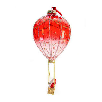 Елочная игрушка стеклянная Санта на воздушном шаре 16 см