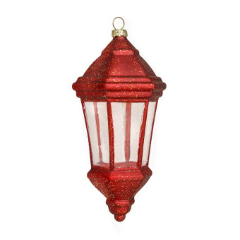 Елочная игрушка стеклянная декорированная Фонарь 18 см