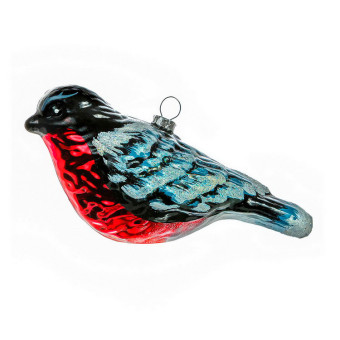 Елочная игрушка стеклянная декорированная Снегирь 7 см