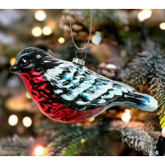 Елочная игрушка стеклянная декорированная Снегирь 7 см