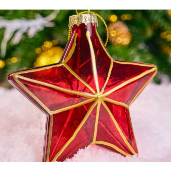 Елочная игрушка стеклянная декорированная Звезда 10 см