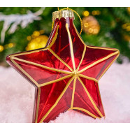 Елочная игрушка стеклянная декорированная Звезда 10 см
