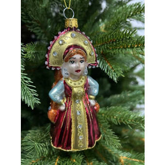 Елочная игрушка стеклянная Барыня-сударыня 15 см