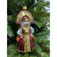 Елочная игрушка стеклянная Барыня-сударыня 15 см