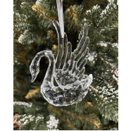 Ёлочное украшение Лебедь прозрачный 6*2*10 см