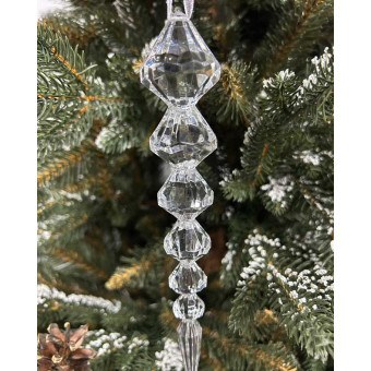 Ёлочное украшение Сосулька Диаманты прозрачные 4*4*18,5 см