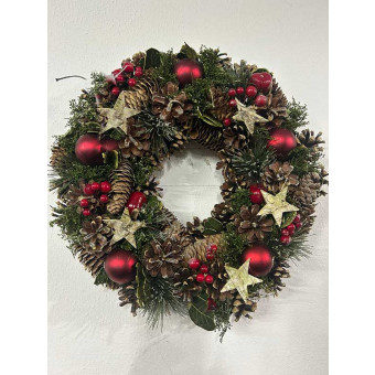 Венок рождественский красно-зеленый 35*35*8,5 см