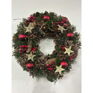 Венок рождественский красно-зеленый 35*35*8,5 см