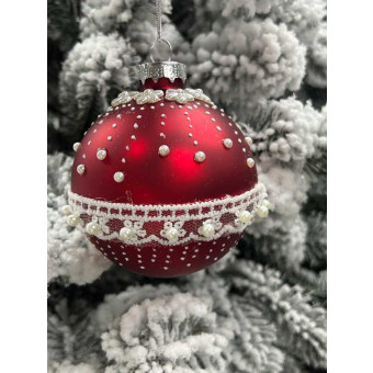 Шар ёлочный стеклянный 8 см красный 2
