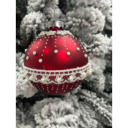 Шар ёлочный стеклянный 8 см красный 2